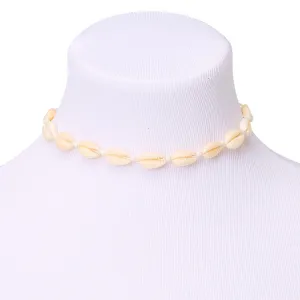 Claire's Cowrie Shell Choker Necklace - White
