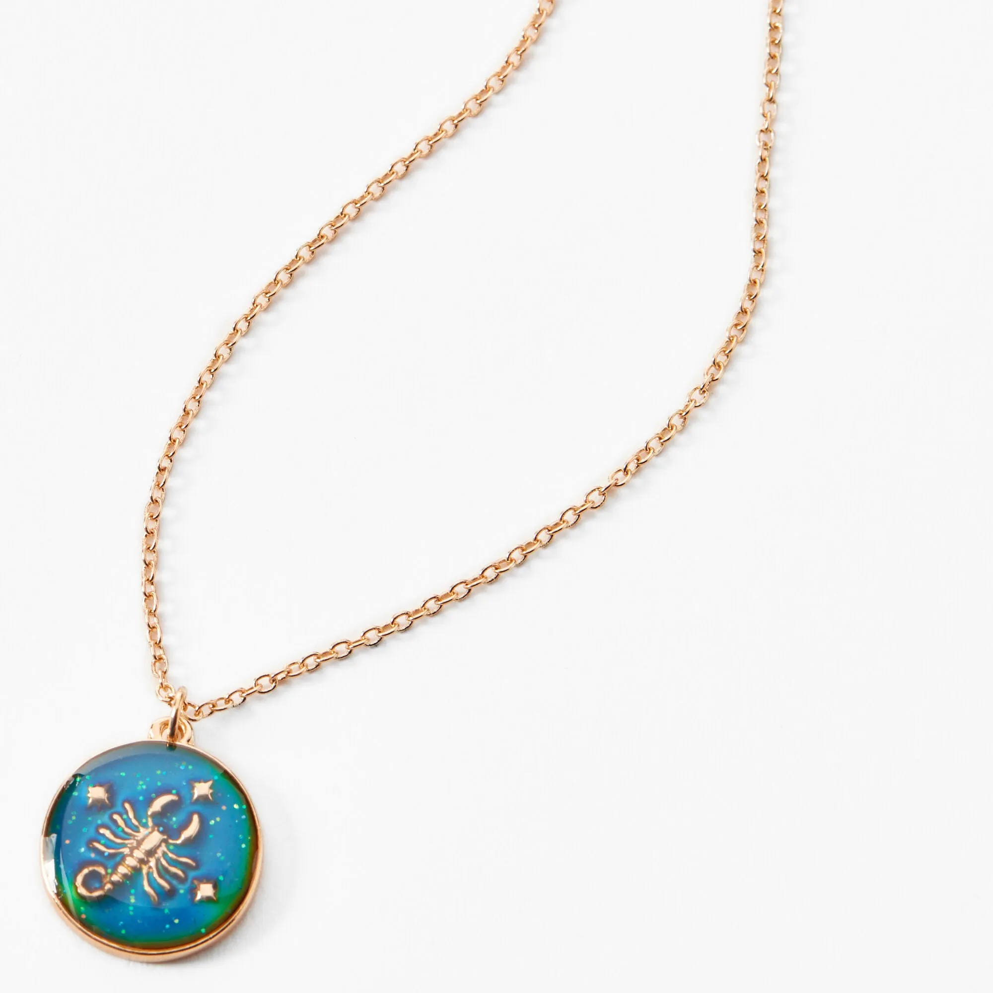 Claire's Gold Zodiac Mood Pendant Necklace - Scorpio
