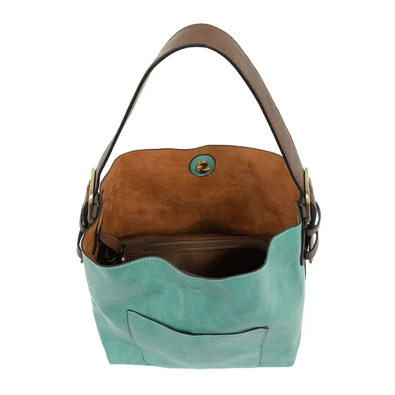 Classic Hobo Handbag in Turquoise/Coffee