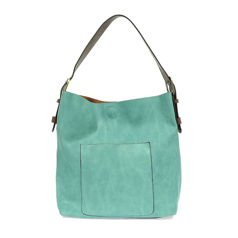 Classic Hobo Handbag in Turquoise/Coffee