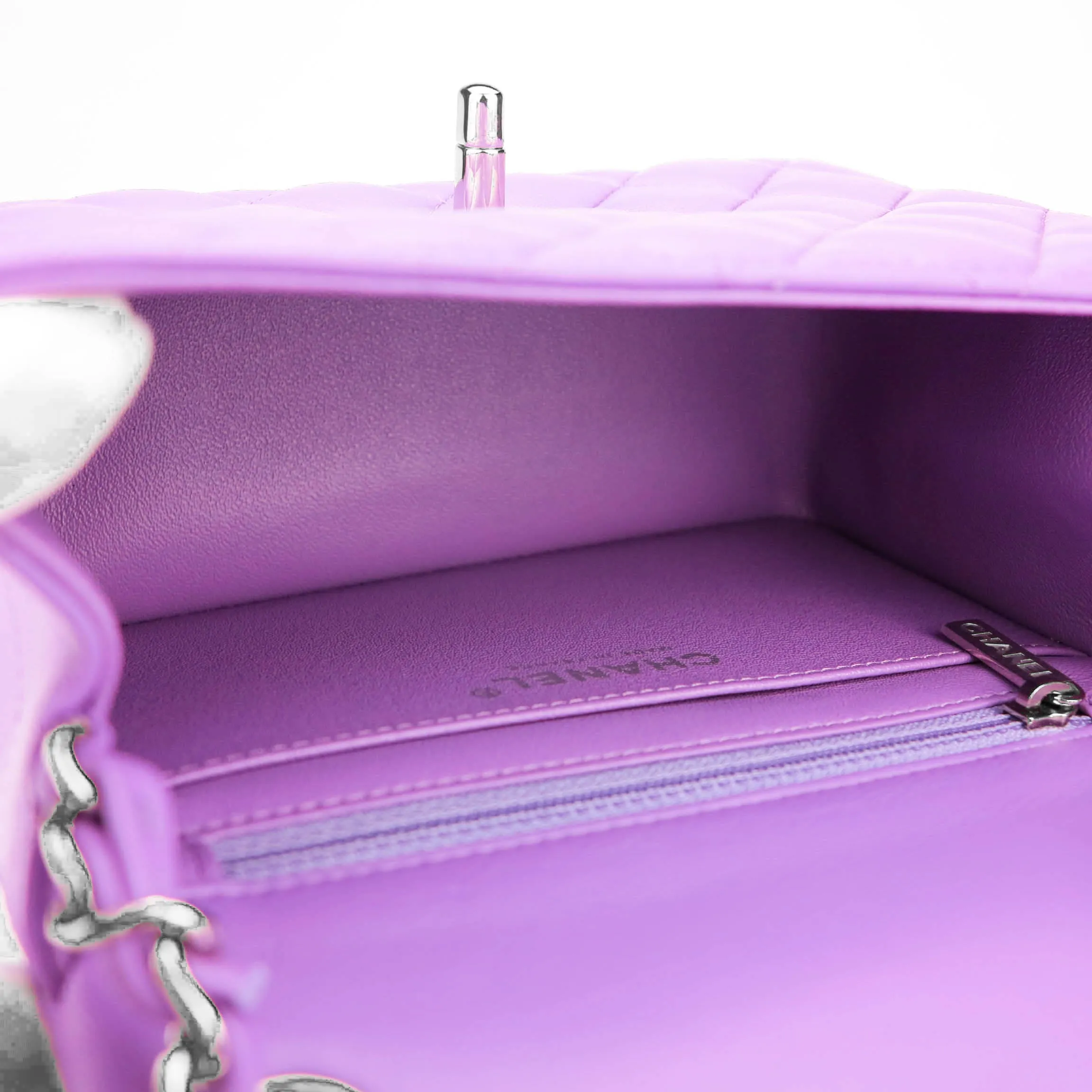 Classic Mini Square Flap Bag in 20C Purple Lambskin