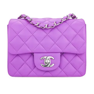 Classic Mini Square Flap Bag in 20C Purple Lambskin