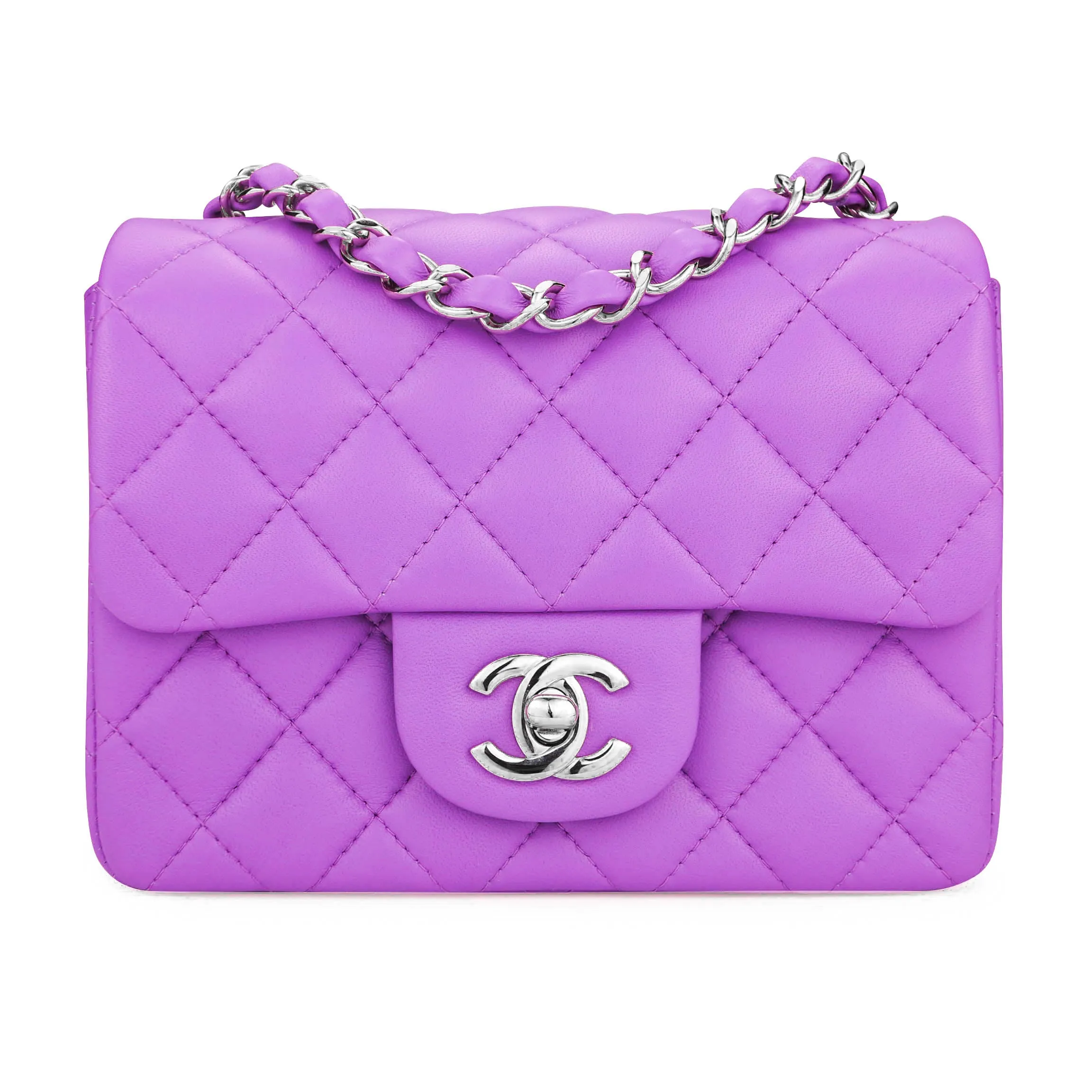 Classic Mini Square Flap Bag in 20C Purple Lambskin