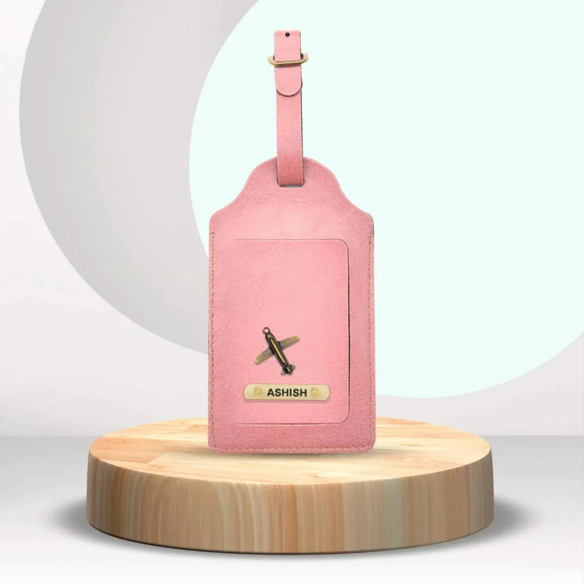 Classy Leather Customized Luggage Tag (Peach)