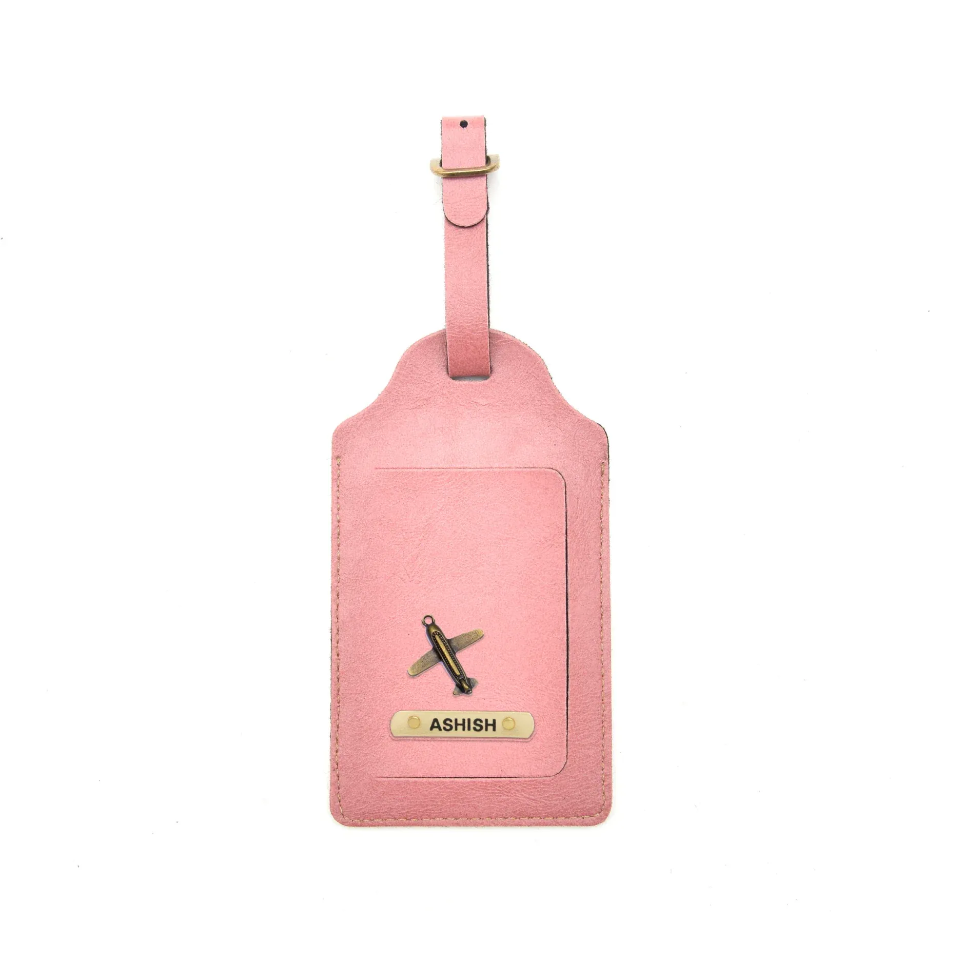 Classy Leather Customized Luggage Tag (Peach)