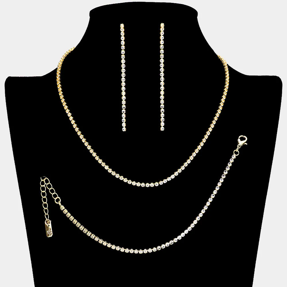Clear Rhinestone Jewelry Set on Gold| Homecoming Jewelry  |  618392
