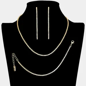 Clear Rhinestone Jewelry Set on Gold| Homecoming Jewelry  |  618392