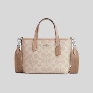 COACH City Mini Tote Bag In Signature Canvas Sand/Taupe RB-CW032