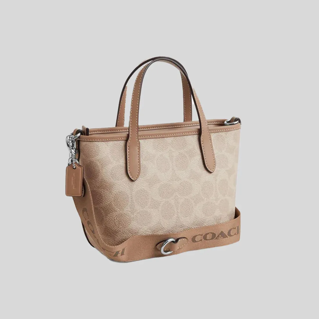 COACH City Mini Tote Bag In Signature Canvas Sand/Taupe RB-CW032