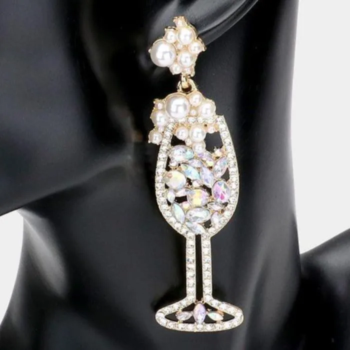 Cocktail Pearl & Rhinestone Earrings