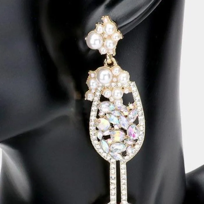 Cocktail Pearl & Rhinestone Earrings