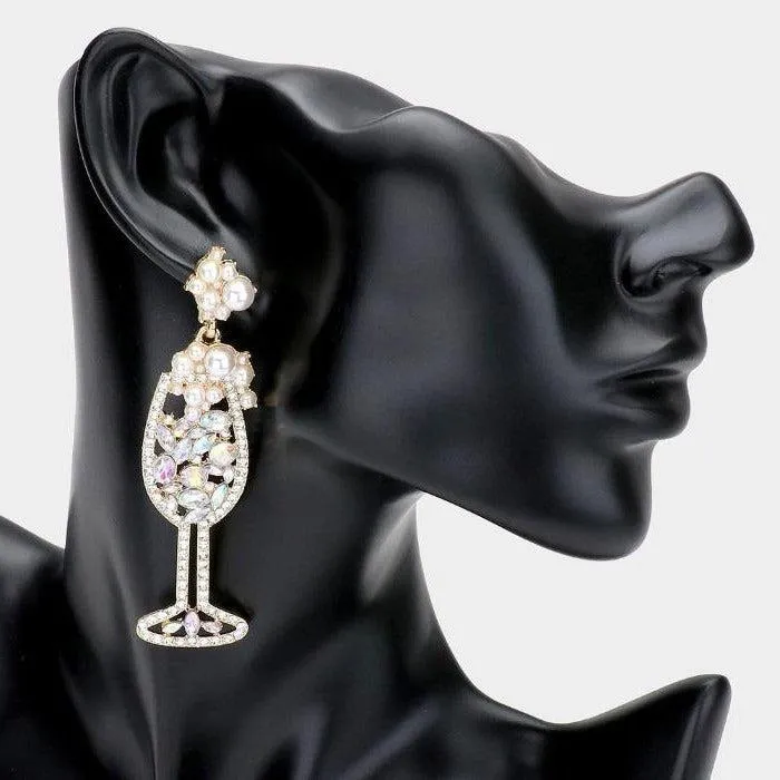 Cocktail Pearl & Rhinestone Earrings