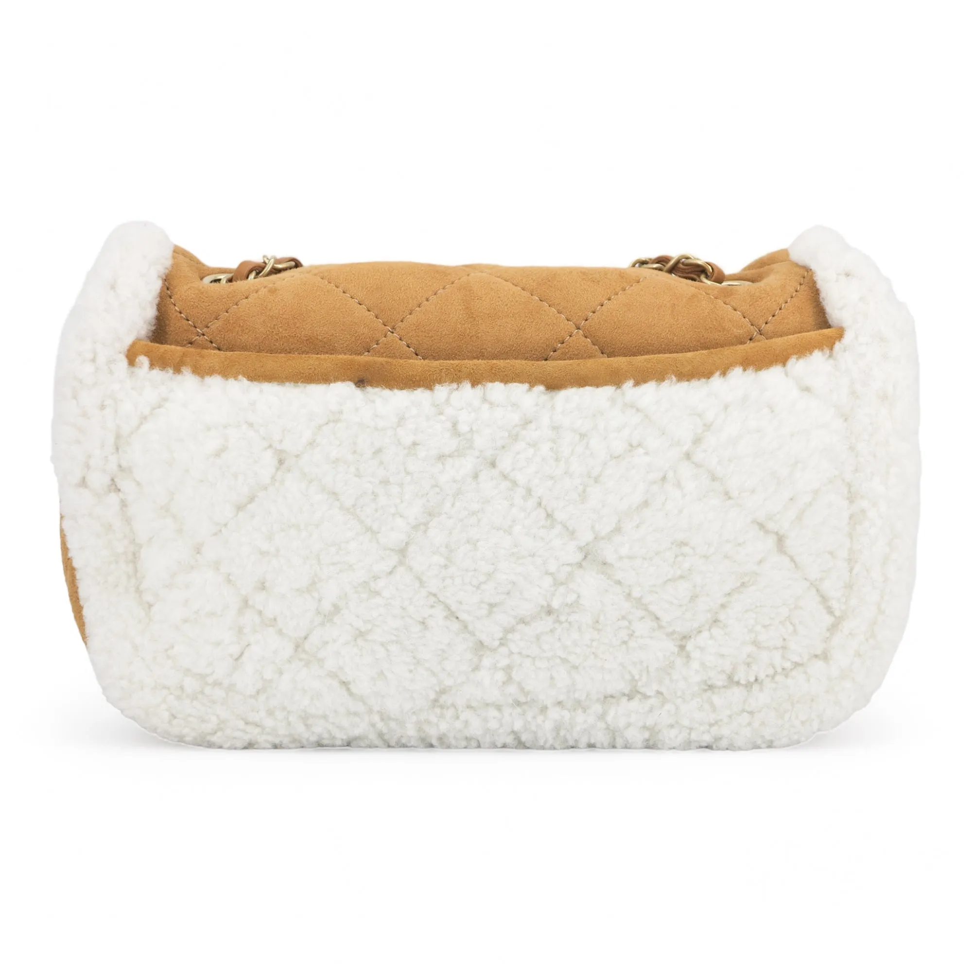 Coco Neige Shearling Camel Suede Medium Flap Bag