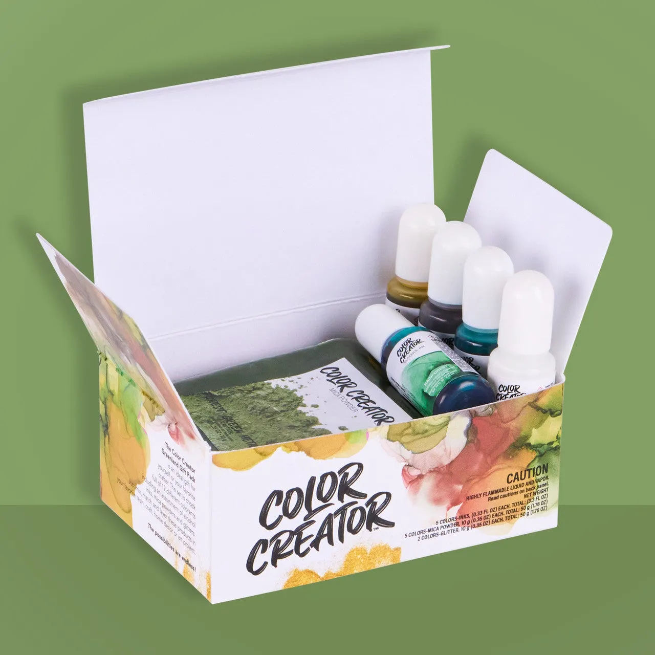 Color Creator Greenland Kit - 12 Mica Powders Alcohol Inks & Glitters