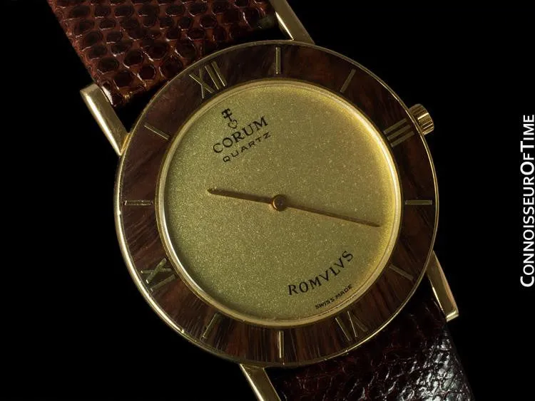 Corum Romvlvs Romulus Mens Midsize Dress Watch - 18K Gold with Wood Bezel