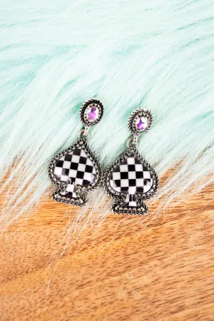 Cosmic Check Spade Iridescent Dangle Earrings