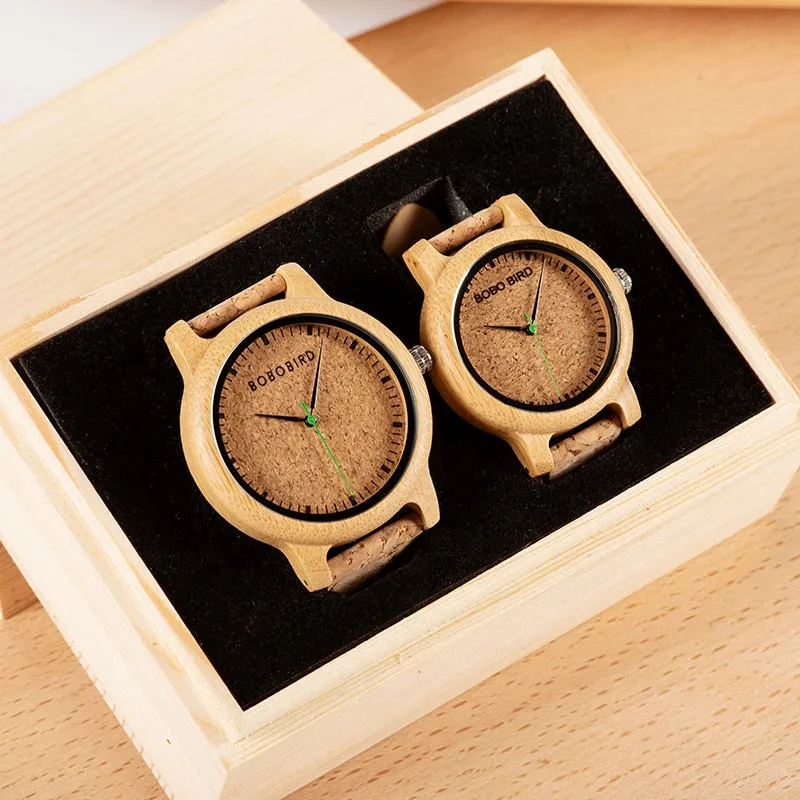 Couples Romantic Message Wooden Watch Set