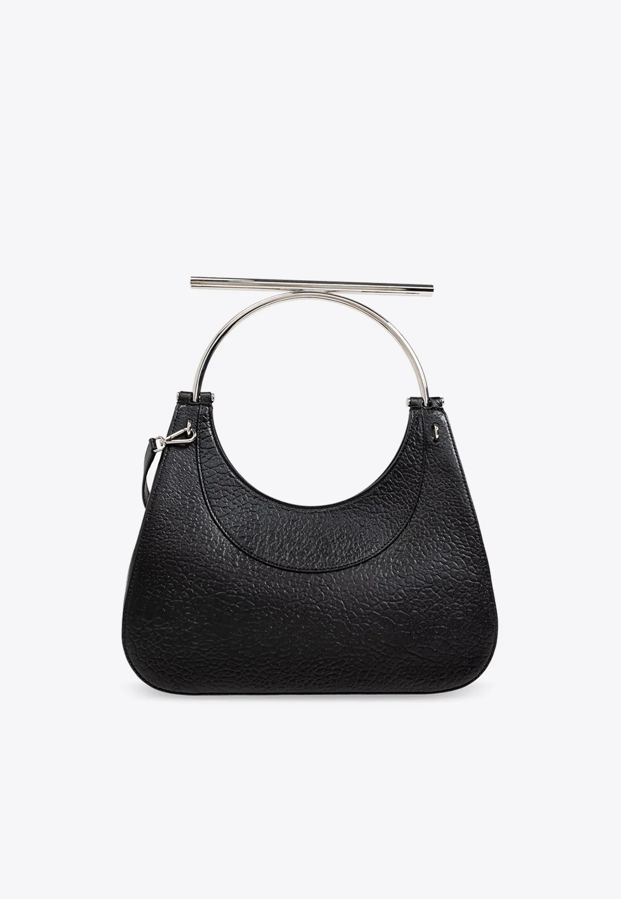 Cross-Bar Leather Top Handle Bag