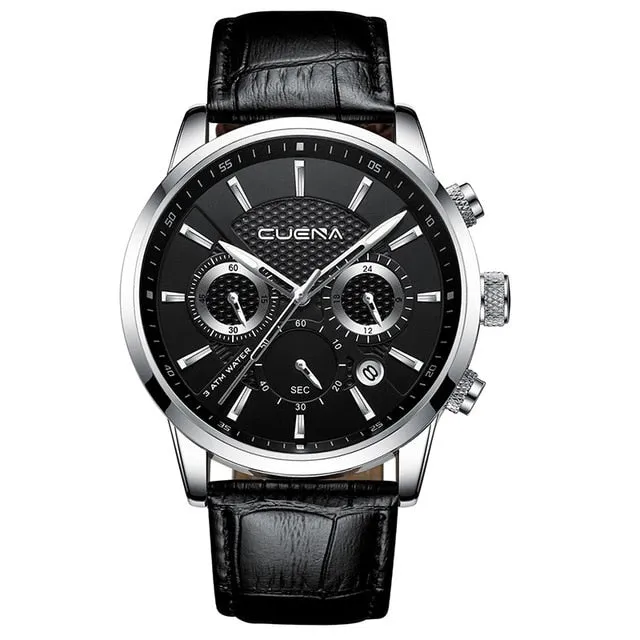CUENA Genuine Leather 30M Waterproof Quartz Fashion Watch