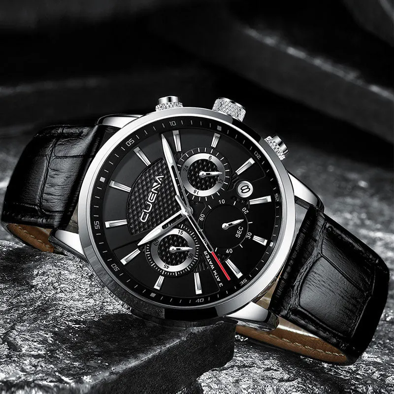 CUENA Genuine Leather 30M Waterproof Quartz Fashion Watch