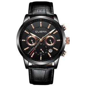 CUENA Genuine Leather 30M Waterproof Quartz Fashion Watch