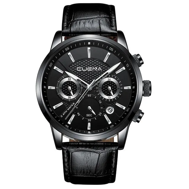CUENA Genuine Leather 30M Waterproof Quartz Fashion Watch