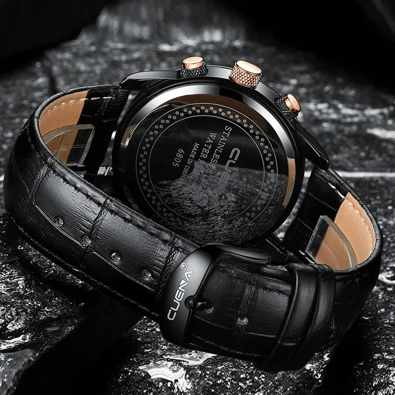 CUENA Genuine Leather 30M Waterproof Quartz Fashion Watch