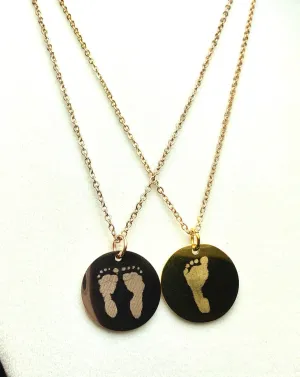 Custom Engraved Footprint Necklace