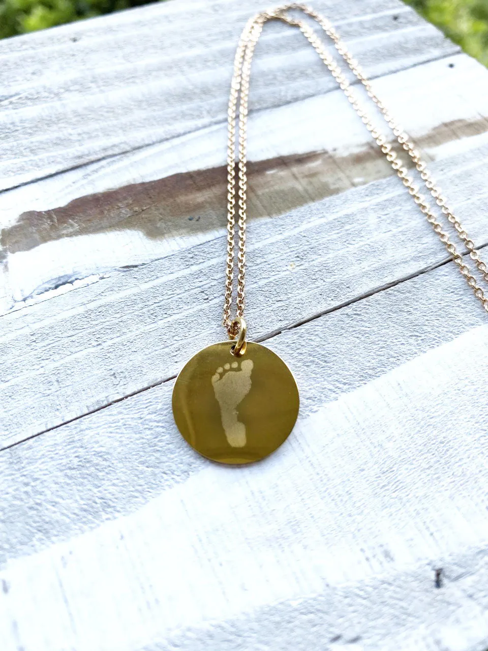 Custom Engraved Footprint Necklace