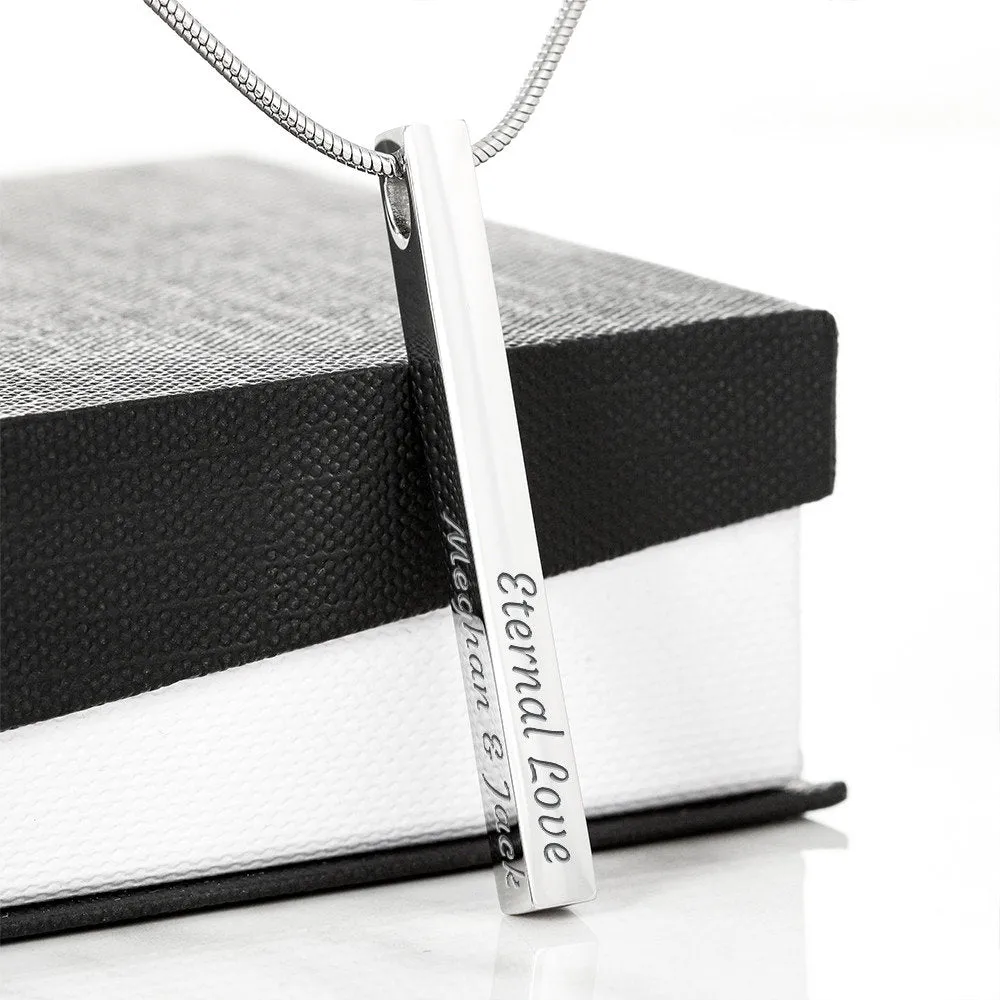 Custom Engraved Vertical Bar Necklace