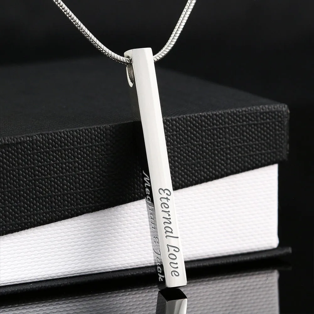 Custom Engraved Vertical Bar Necklace