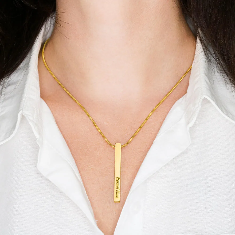 Custom Engraved Vertical Bar Necklace