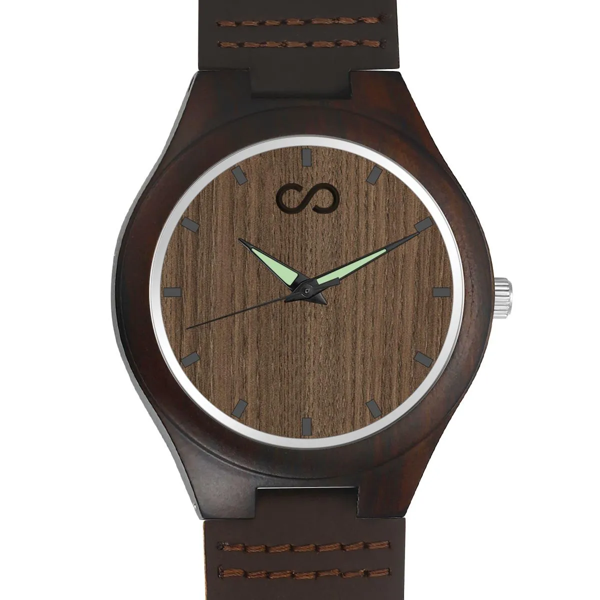 Custom Engraved Wooden Watch Leather Strap 45mm