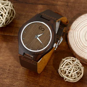 Custom Engraved Wooden Watch Leather Strap 45mm