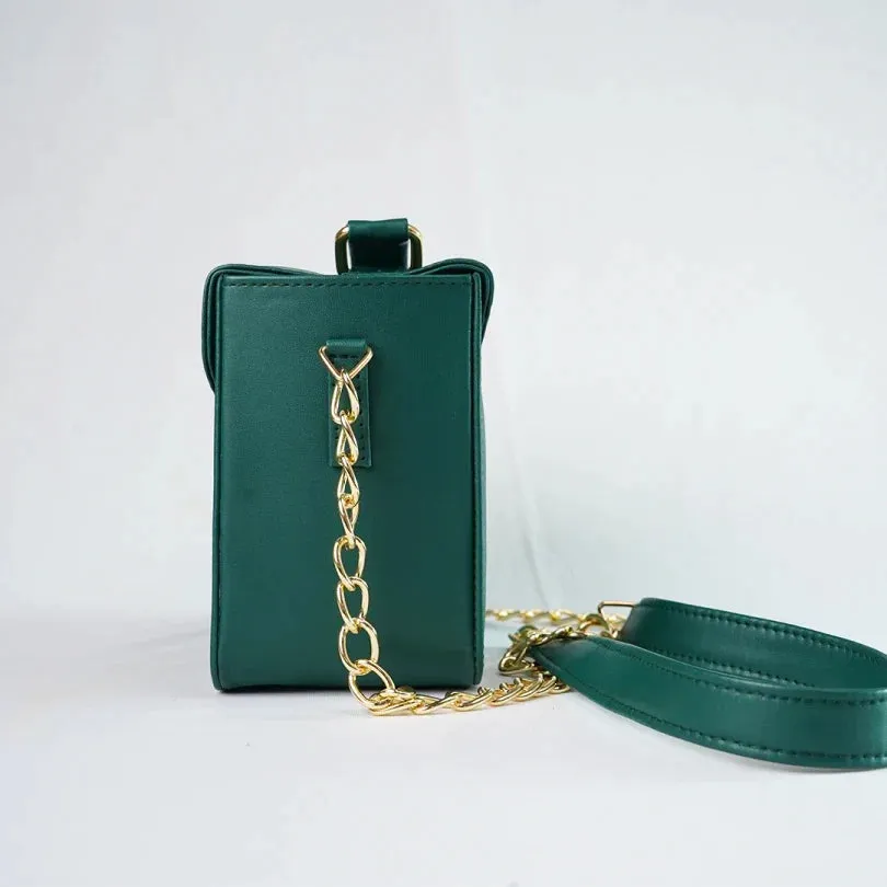 Customized Women's Leather bag (Buttoned) - Green