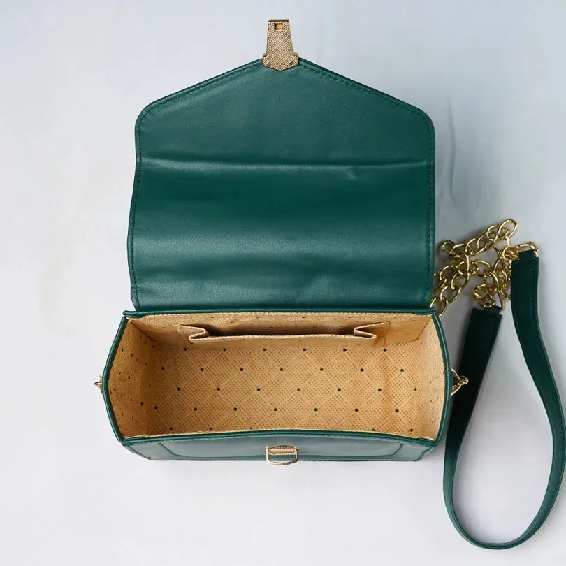Customized Women's Leather bag (Buttoned) - Green