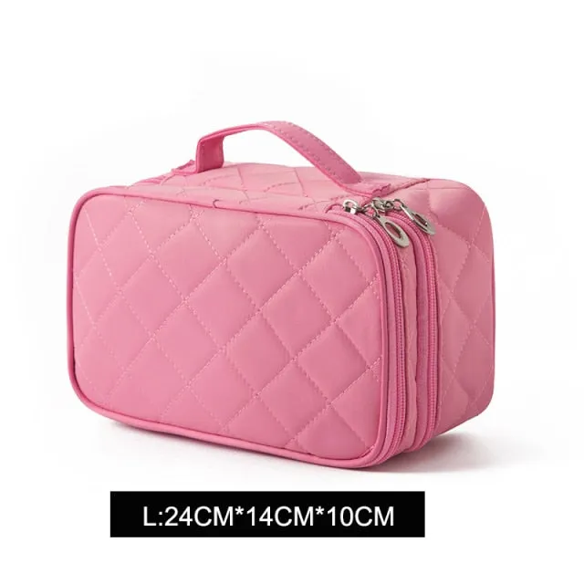 Cyflymder LLuxury Designer Women's Toiletry Cosmetic Bag Double Waterproof Beautician Make Up Bags Travel Essential Organizer Beauty Case