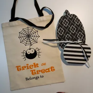 D-1 Spider with Web - Halloween Trick or Treat Tote with Handle
