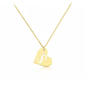 Dangling Letter Heart Necklace 14k Gold Custom Jewelry