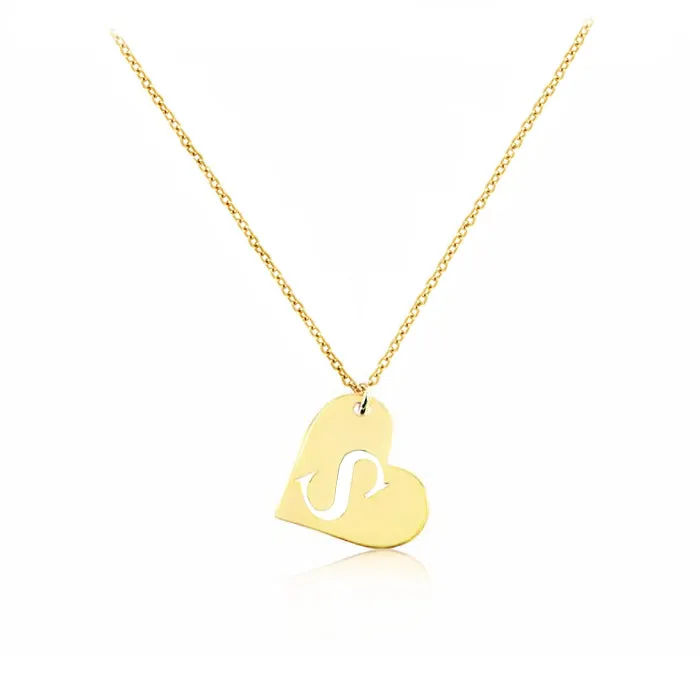 Dangling Letter Heart Necklace 14k Gold Custom Jewelry