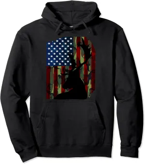 Deer Hunting Camo USA America Flagg Hunt Camouflage Hunter Pullover Hoodie