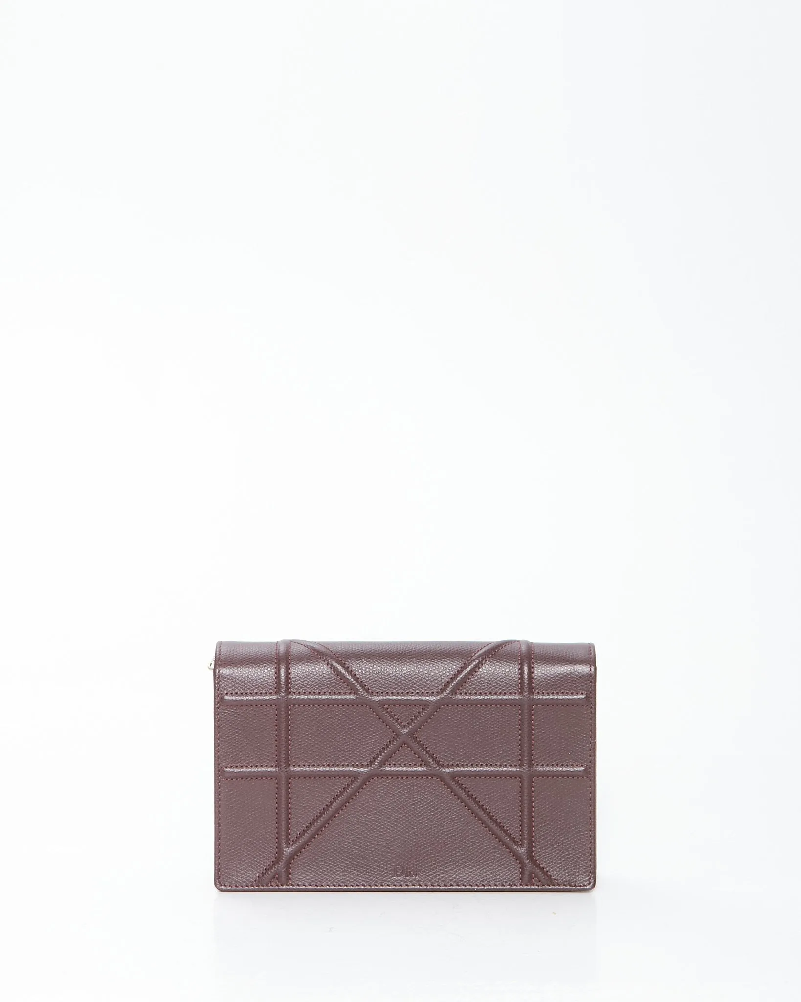 Dior Burgundy Leather Diorama Wallet On Chain Bag