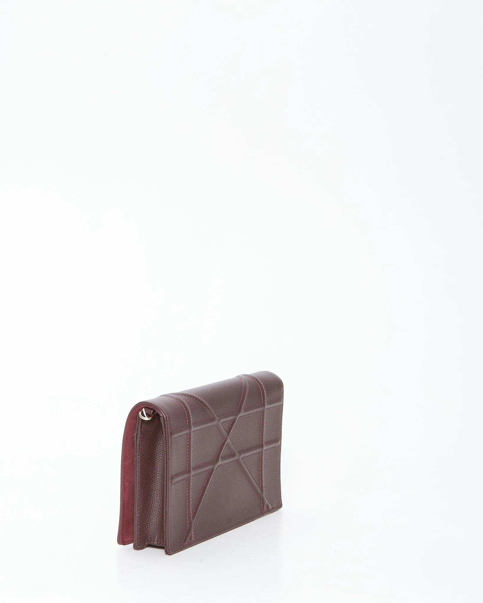 Dior Burgundy Leather Diorama Wallet On Chain Bag
