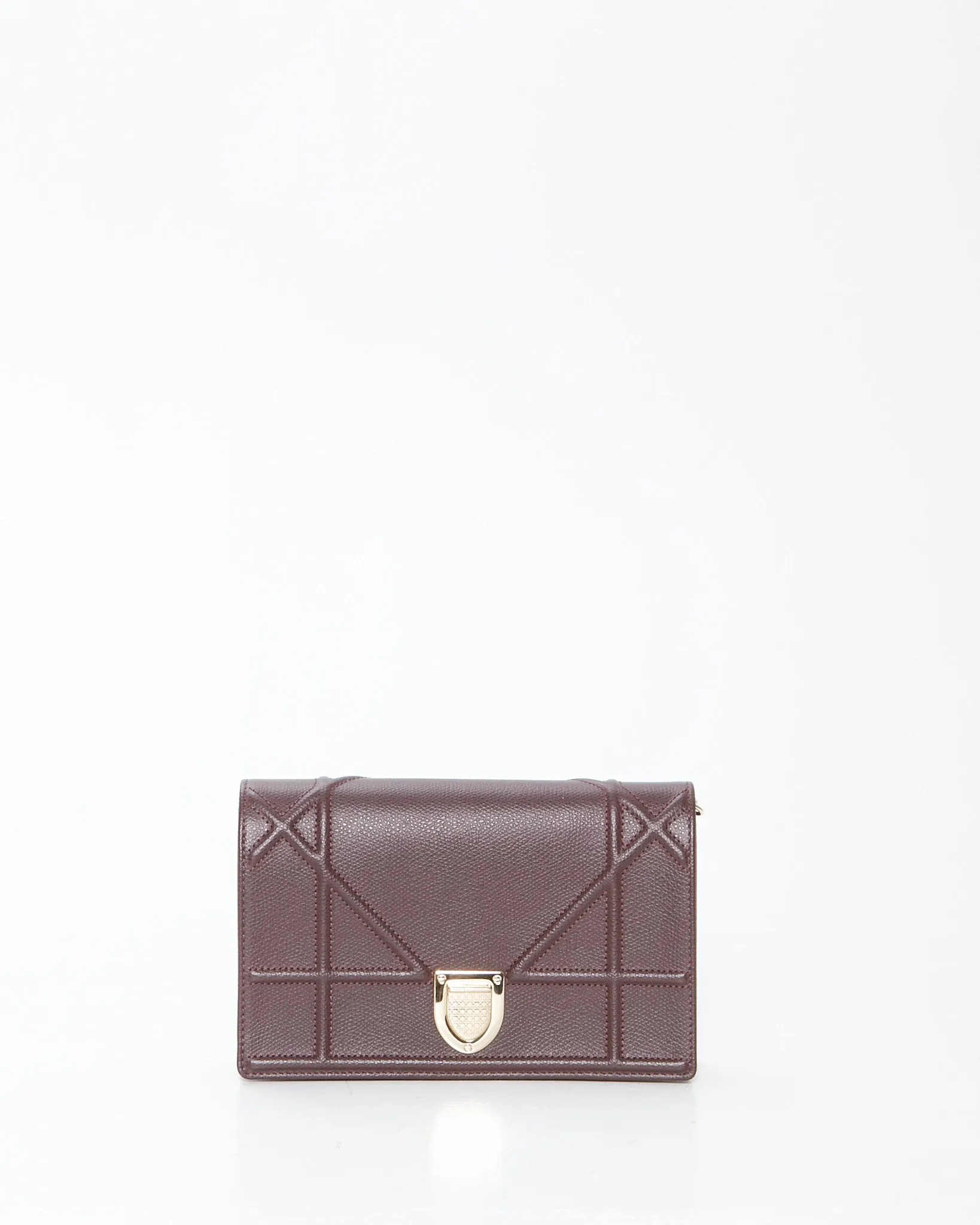 Dior Burgundy Leather Diorama Wallet On Chain Bag