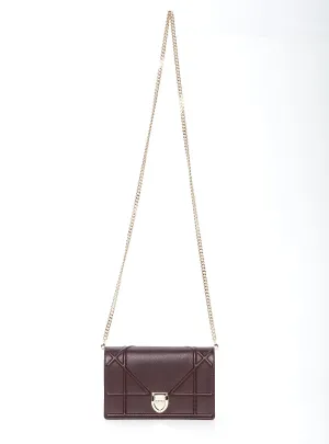 Dior Burgundy Leather Diorama Wallet On Chain Bag