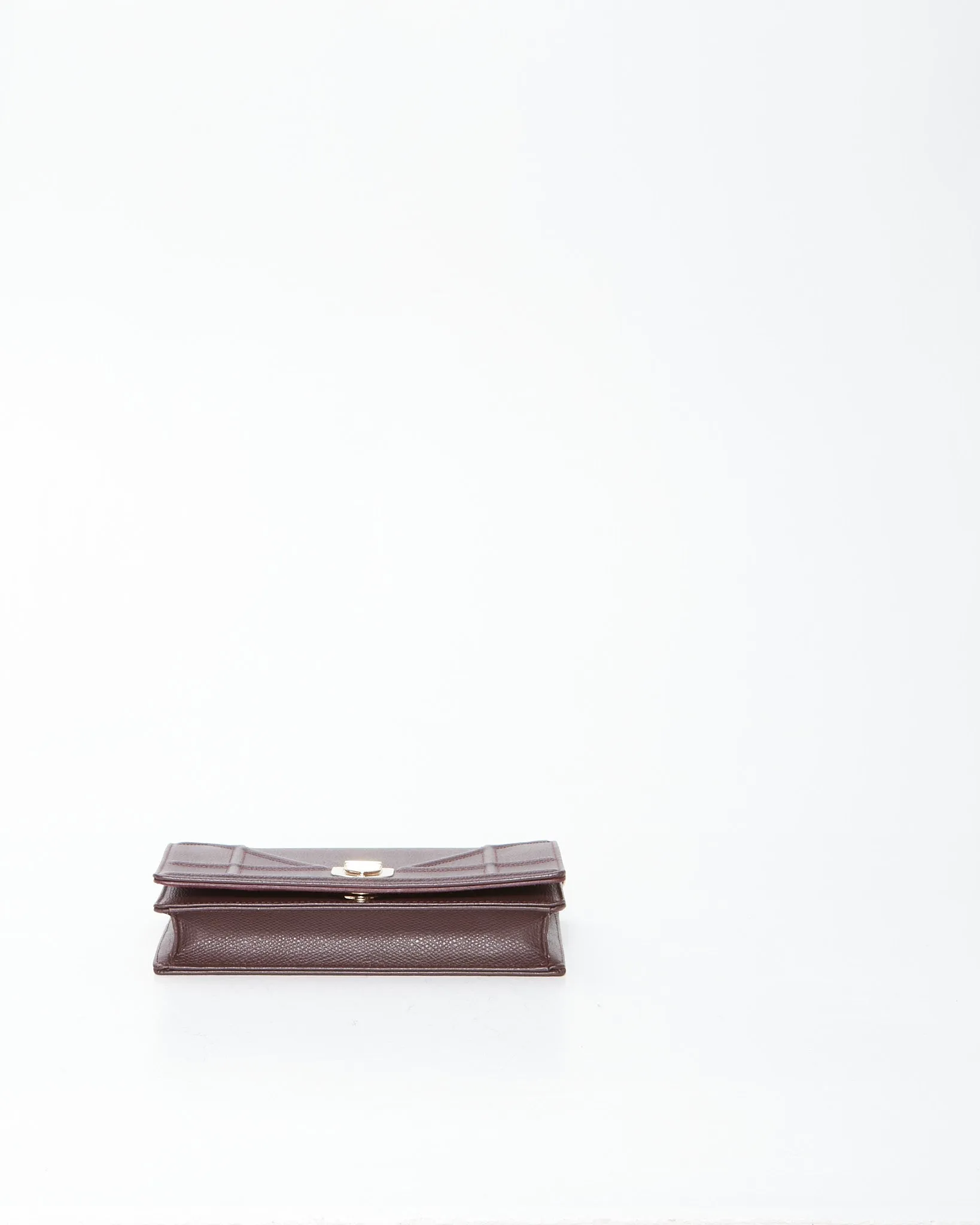 Dior Burgundy Leather Diorama Wallet On Chain Bag