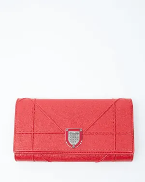 Dior Red Leather Diorama Wallet On Chain