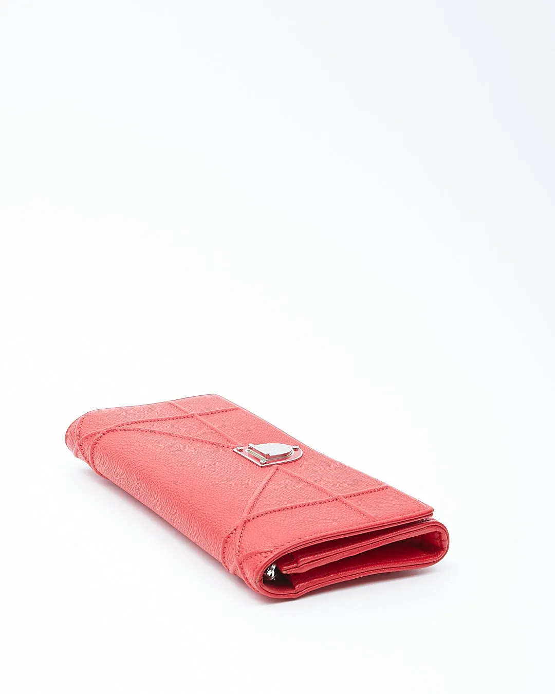 Dior Red Leather Diorama Wallet On Chain