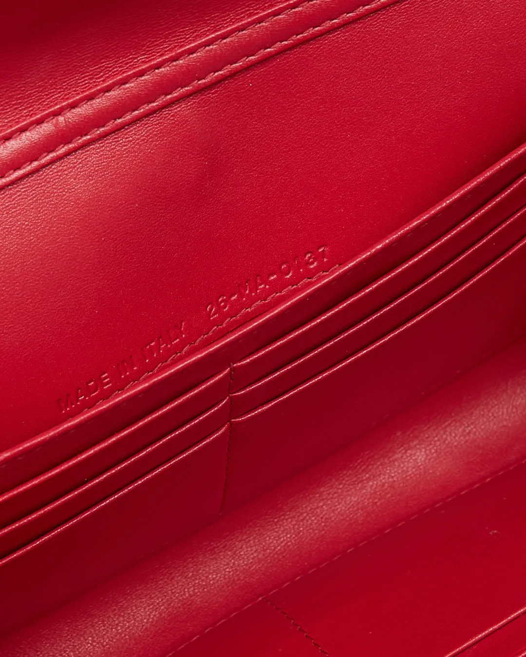 Dior Red Leather Diorama Wallet On Chain