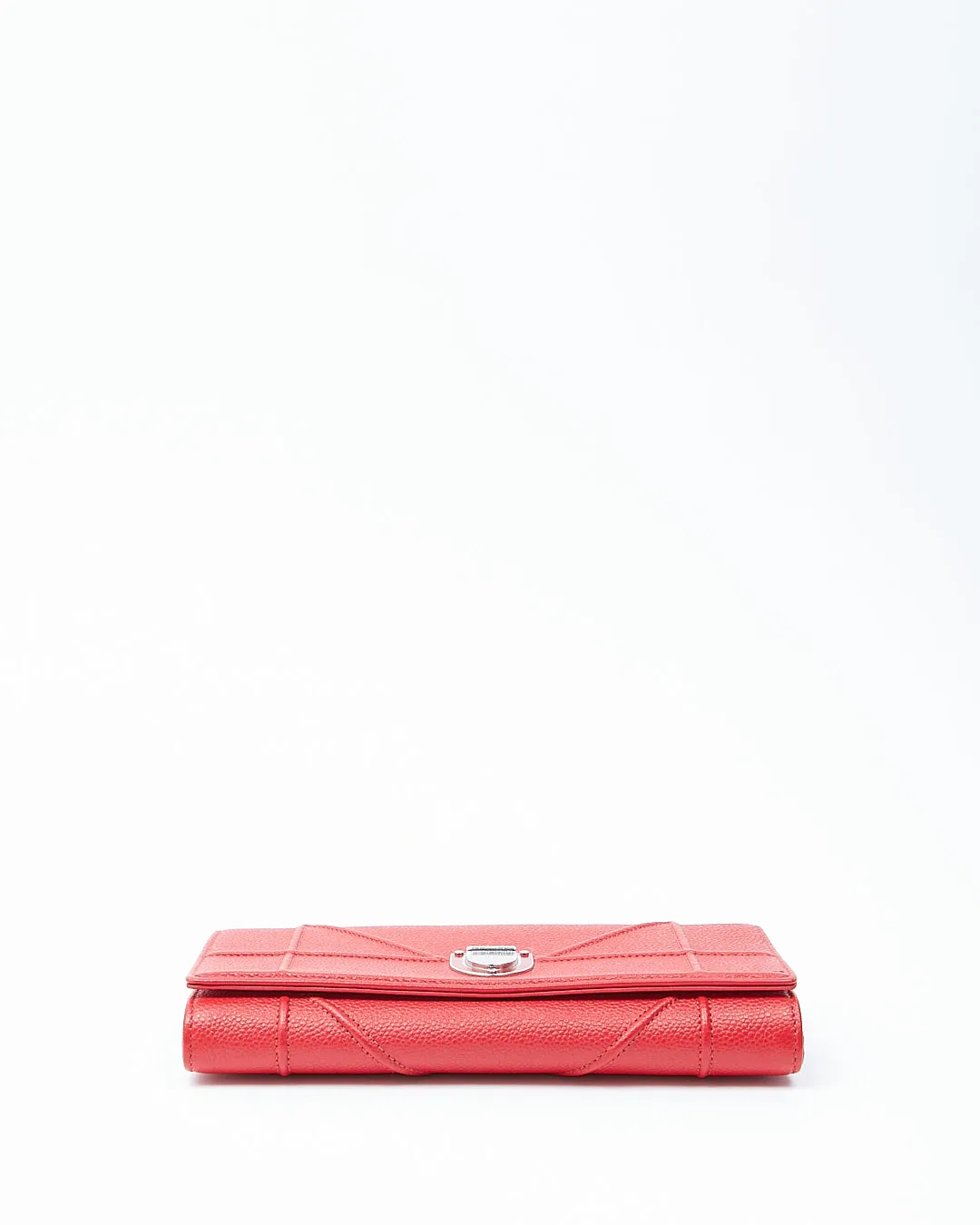 Dior Red Leather Diorama Wallet On Chain